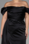Robe De Soirée Grande Taille Satin Longue Noir ABU1626