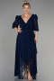 Robe Grande Taille Midi Mousseline Bleu Marine ABK1083