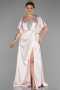 Robe De Fiançailles Grande Taille Longue Satin Beige ABU3442