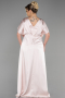 Robe De Fiançailles Grande Taille Longue Satin Beige ABU3442