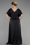 Robe De Fiançailles Grande Taille Longue Satin Noir ABU3442