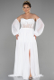 Robe De Soirée Grande Taille Mousseline Longue Blanc ABU6142