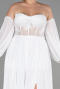 Robe De Soirée Grande Taille Mousseline Longue Blanc ABU6142