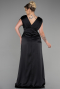Robe De Fiançailles Grande Taille Longue Satin Noir ABU3433