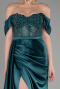 Robe de Soirée Longue Satin Émeraude ABU6140
