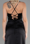 Robe de Soirée Longue Satin Noir ABU3459
