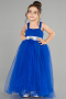Robe De Soirée Enfants Longue Bleu Saxe ABU3031
