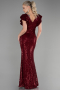 Robe Queue de Poisson Longue Rouge Bordeaux ABU1481