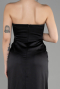 Robe de Soirée Longue Satin Noir ABU3474