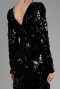 Robe de Cérémonie Courte Velours à Paillettes Noir ABK1909