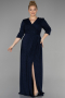 Robe de Soirée Grande Taille Longue Bleu Marine ABU3504