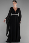 Robe de Soirée Longue Mousseline Noir ABU3541