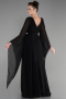 Robe de Soirée Longue Mousseline Noir ABU3541