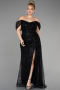 Robe De Fiançailles Grande Taille Longue Squameuse Noir ABU3579