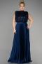Robe Grande Taille Longue Bleu Marine ABU3341