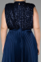 Robe Grande Taille Longue Bleu Marine ABU3341