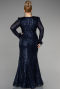 Robe Grande Taille Longue Squameuse Bleu Marine ABU3505