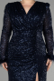 Robe Grande Taille Longue Squameuse Bleu Marine ABU3505