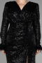 Robe Grande Taille Longue Squameuse Noir ABU3505