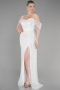 Robe de Soirée Longue Squameuse Blanc ABU3577