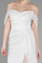 Robe de Soirée Longue Squameuse Blanc ABU3577