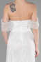 Robe de Soirée Longue Squameuse Blanc ABU3577