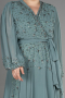 Robe De Soirée Grande Taille Mousseline Longue Turquoise ABU3075