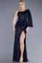 Robe Queue de Poisson Longue Bleu Marine ABU3667