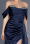 Robe de Soirée Longue Satin Bleu Marine ABU2661