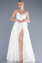 Robe de Soirée Longue Satin Blanc ABU3674