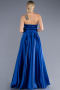 Robe de Soirée Longue Satin Bleu Saxe ABU3674