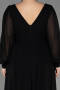 Robe Grande Taille Longue Mousseline Noir ABU1988