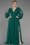 Robe Grande Taille Longue Mousseline Émeraude ABU1988