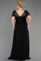 Robe De Fiançailles Grande Taille Longue Mousseline Noir ABU3731