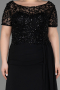 Robe De Fiançailles Grande Taille Longue Mousseline Noir ABU3731