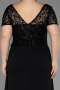 Robe De Fiançailles Grande Taille Longue Mousseline Noir ABU3731