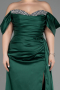 Robe De Fiançailles Grande Taille Longue Satin Émeraude ABU3655