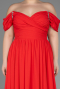 Robe de Soirée Grande Taille Longue Mousseline Corail ABU3738