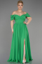 Robe de Soirée Grande Taille Longue Mousseline Vert ABU3738