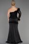 Robe De Fiançailles Grande Taille Longue Satin Noir ABU3741