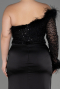 Robe De Fiançailles Grande Taille Longue Satin Noir ABU3741