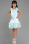 Robe de Soirée Enfants Courte Satin Menthe ABK1994