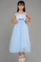 Robe De Soirée Enfants Longue Bleu clair ABU3031