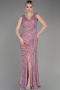 Robe de Soirée Longue Squameuse Poudre ABU3201