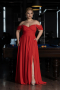 Robe de Soirée Grande Taille Longue Mousseline Corail ABU3738