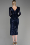 Robe De Soirée Midi Bleu Marine ABK1808
