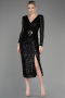 Robe De Soirée Midi Noir ABK1808