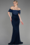 Robe Queue de Poisson Longue File Bleu Marine ABU3769