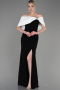 Robe de Soirée Longue Noir-Ecru ABU3775