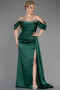 Robe De Fiançailles Grande Taille Longue Satin Émeraude ABU3655